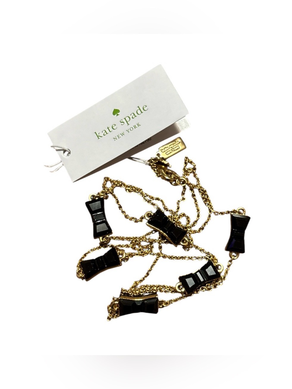 kate spade Gold-Tone Necklace with Black Bow Charms